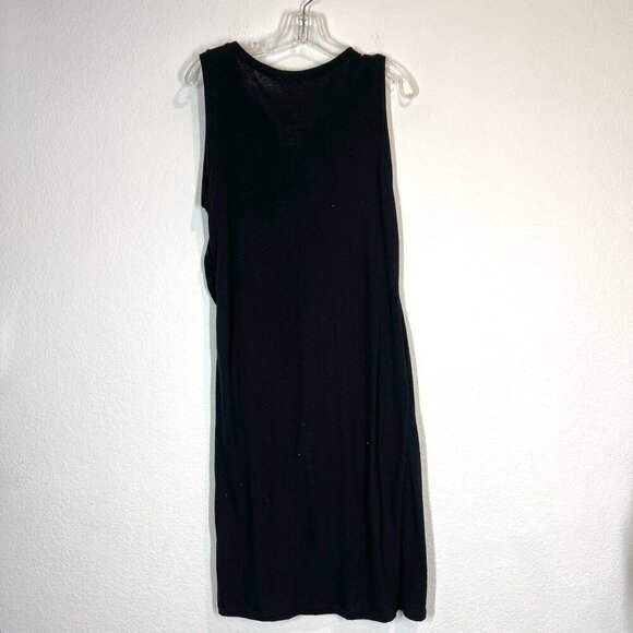 Black Ruched Dress Knit Midi Bodycon XL - Picture 4 of 10